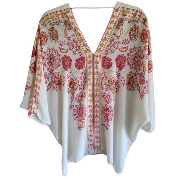 2 for $30 Rose + Olive Blouse Top Women's Medium Boho Floral Dolman Sleeves - Picture 1 of 7